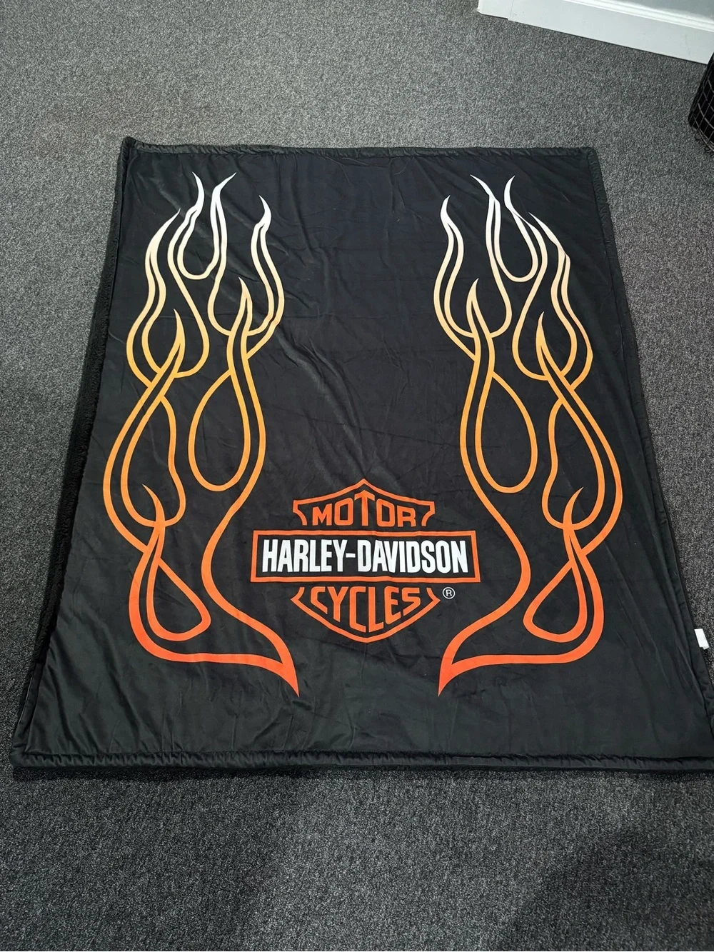 Harley-Davidson Plush Blanket with Orange Flame Logo